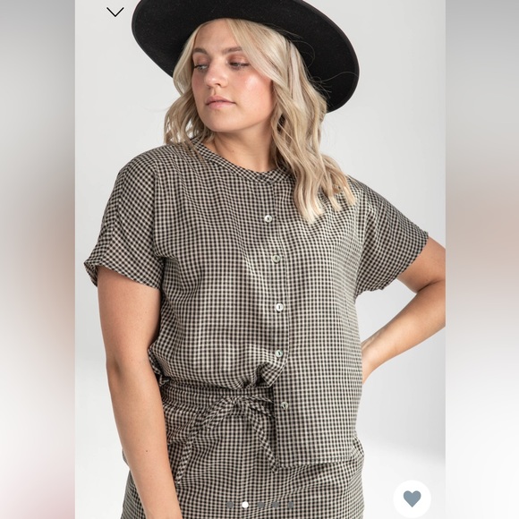 The Kathleen Checkered Blouse in Black & Taupe - Picture 2 of 6